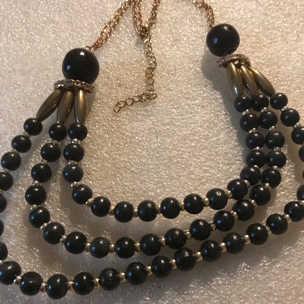 Elegant Black Beaded Multi-Strand Necklace
